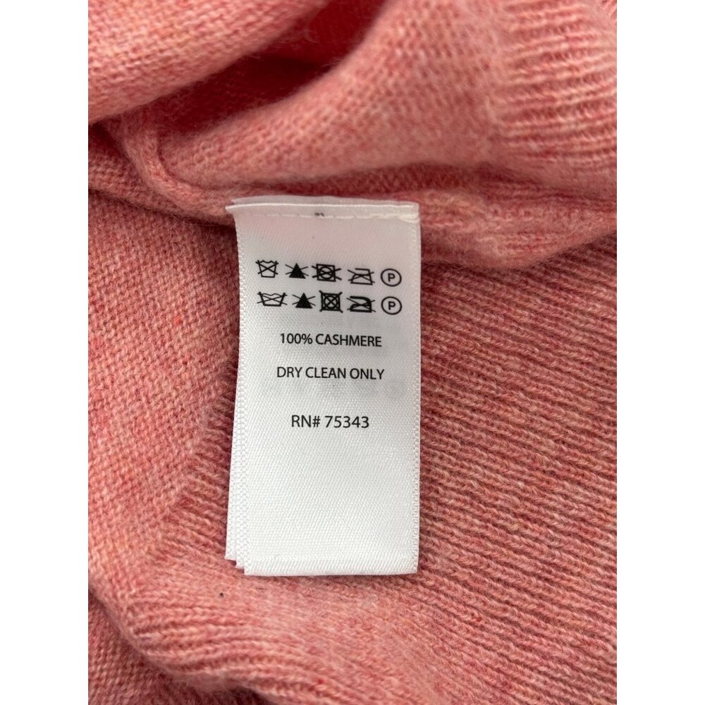 Nanette Lepore 2-Ply Cashmere Sweater Pink Long Sleeve Ribbed-Hem Womens Size L - Picture 7 of 7